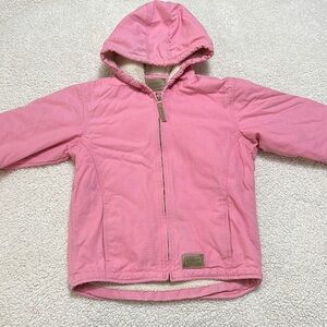 C.E Schmidt Workwear Pink Chore Coat Hooded Canvas Outdoor Youth M 10-12